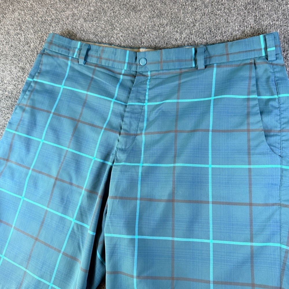 Nike Dri Fit Tour‎ Performance Golf Shorts Mens 39x12 Blue Windowpane Plaid Logo